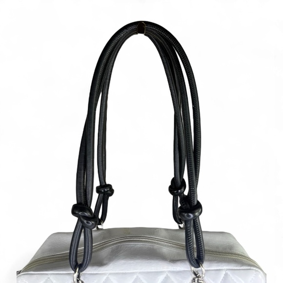 CHANEL Cambon Line White/Black CC Logo Leather Shoulder Bag - Picture 7 of 14
